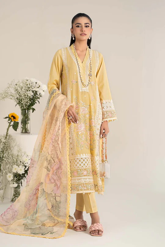 3 Piece Embroidered Dobby Lawn Suit