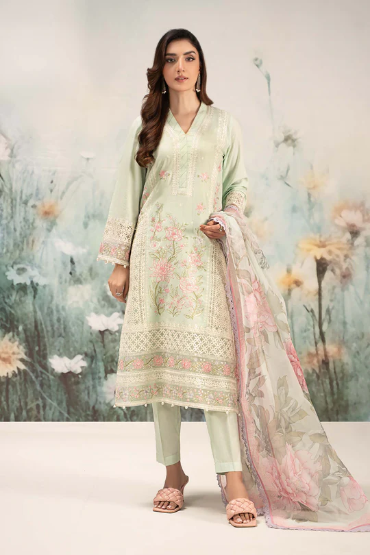 3 Piece Embroidered Dobby Lawn Suit